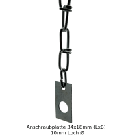 Sicherheitskette Metall verzinkt 270mm lang mit S-Haken und Anschraubplatte