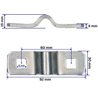 Zurröse klappbar 2000daN verzinkt Bügel 10mm Ø 92x30mm 11mm Bohrungen Lochabstand 60mm