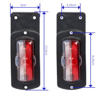 Seitenmarkierungsleuchte Rot/Weiß mit Gummihalter