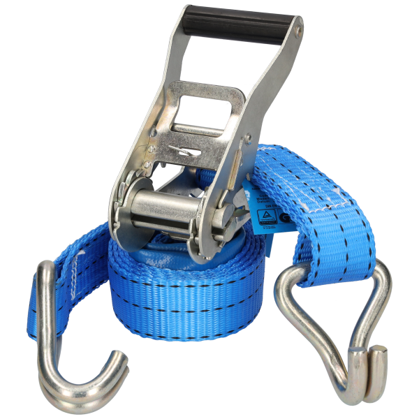 Zurrgurt mit Ratsche 2m 35mm breit 3000daN mit Haken und Gummischutz für PKW Transport über Reifen oder durch Felge
