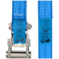 Zurrgurt mit Ratsche 2m 35mm breit 3000daN mit Haken und Gummischutz für PKW Transport über Reifen oder durch Felge