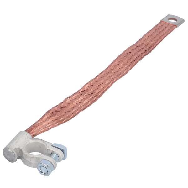 Masseband 30cm mit Batteriepol Loch 10mm Ø Erdung Kupfergewebe