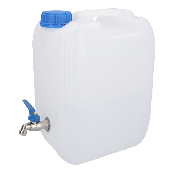 Wasserkanister Trinkwasser 10L mit Metallhahn blauer Deckel