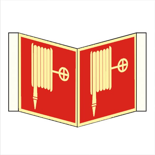 Löschschlauch - Winkelschild Kunststoff nachleuchtend 200 mm x 200 mm