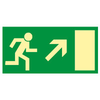 Rettungsweg Schild rechts aufwärts Alu nachleuchtend...