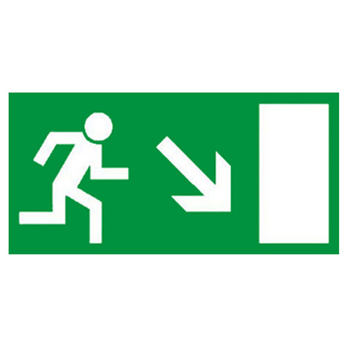 Rettungsweg Schild rechts abwärts Folie selbstklebend 297 x 148 mm