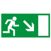 Rettungsweg Schild rechts abwärts Folie...