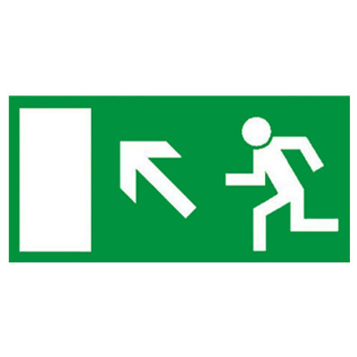 Rettungsweg Schild links aufwärts Folie selbstklebend 297 x 148 mm