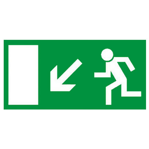 Rettungsweg Schild links abwärts Folie selbstklebend 297 x 148 mm