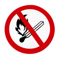 Feuer, offenes Licht und Rauchen verboten Kunststoff 200 mm